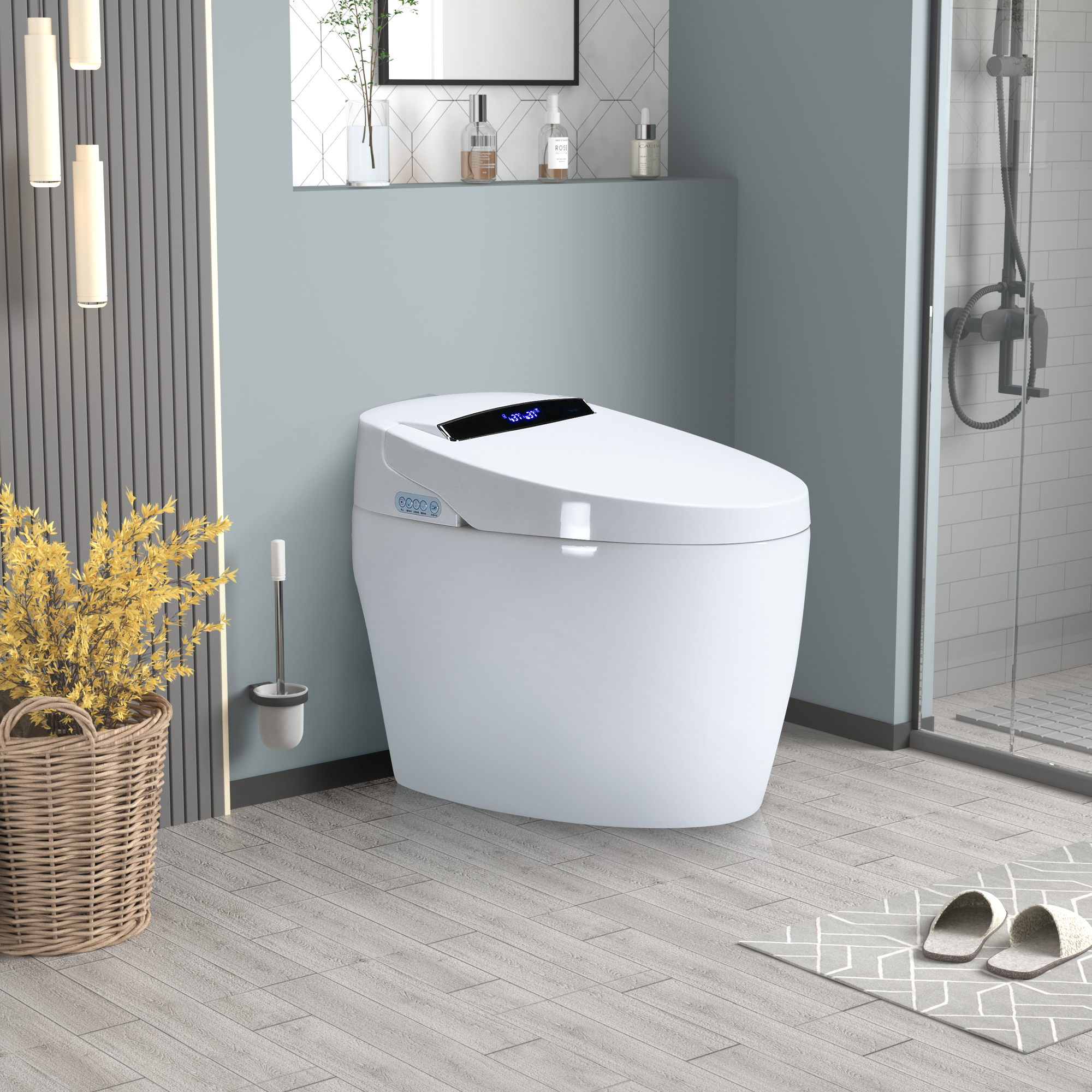 Intelligent Smart Toilets with Heated Bidet Seat and Dryer – Portable Auto Open/Close Bidet Toilet with Warm Water and Built-In Bidet Functionality