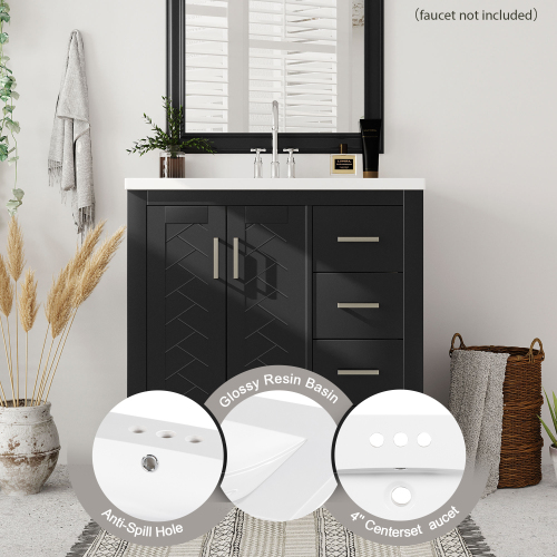 Transform Your Bathroom with a High-Quality 30'' Bathroom Vanity with Resin Sink